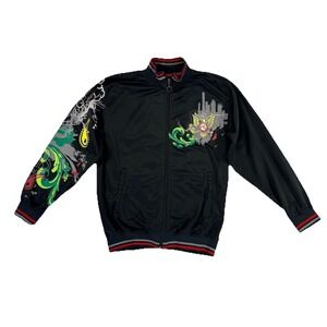 Vintage Y2K Boys Money Graphic Track Jacket Streetwear Urban  M 10–12 Black Zip